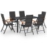 Juego de comedor para jardín 7 piezas negro y