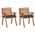 Sillas de comedor jardín con cojines 2 uds madera maciza