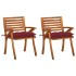 Sillas de comedor jardín con cojines 2 uds madera maciza