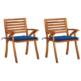 Sillas de comedor jardín con cojines 2 uds madera maciza