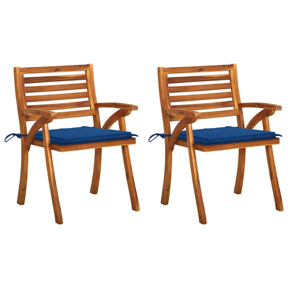 Sillas de comedor jardín con cojines 2 uds madera maciza