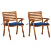 Sillas de comedor jardín con cojines 2 uds madera maciza acacia