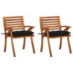 Sillas de comedor jardín con cojines 2 uds madera maciza acacia