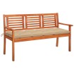 Banco de jardín 3 plazas madera maciza eucalipto y cojín 150 cm