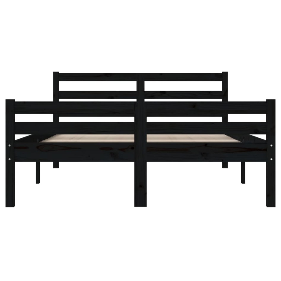 Estructura de cama de madera maciza negro 140x190