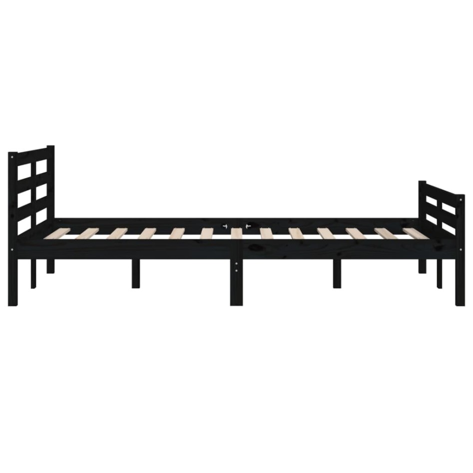Estructura de cama de madera maciza negro 140x190