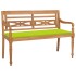 Banco Batavia madera maciza teca y cojín verde brillante 120