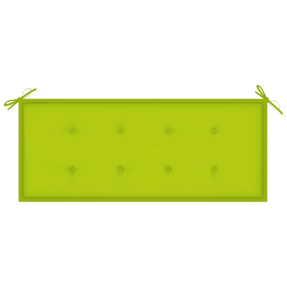 Banco Batavia madera maciza teca y cojín verde brillante 120