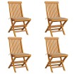 Sillas de jardín 4 uds con cojines beige madera de teca