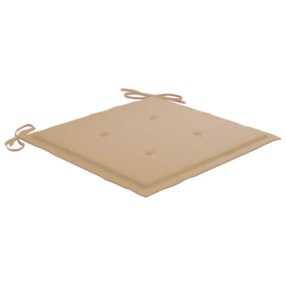 Sillas de jardín 4 uds con cojines beige madera de