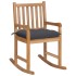 Silla mecedora de madera maciza teca con cojín gris