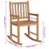 Silla mecedora de madera maciza de teca con cojín rojo