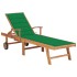 Tumbona con cojín verde madera maciza de