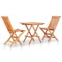 Set de bistró 3 pzas madera maciza de teca y cojines azul