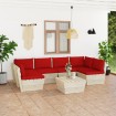 Muebles de jardín de palets 7 piezas y cojines madera de abeto