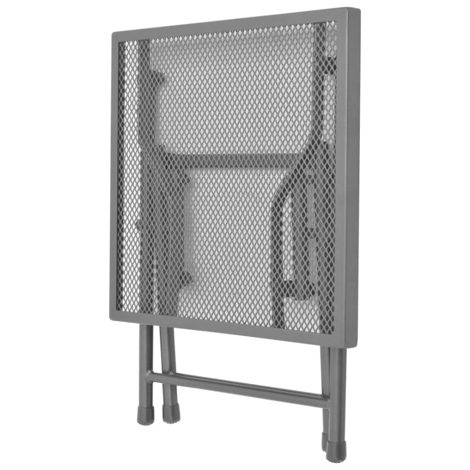 Tumbonas con mesita 2 unidades acero gris