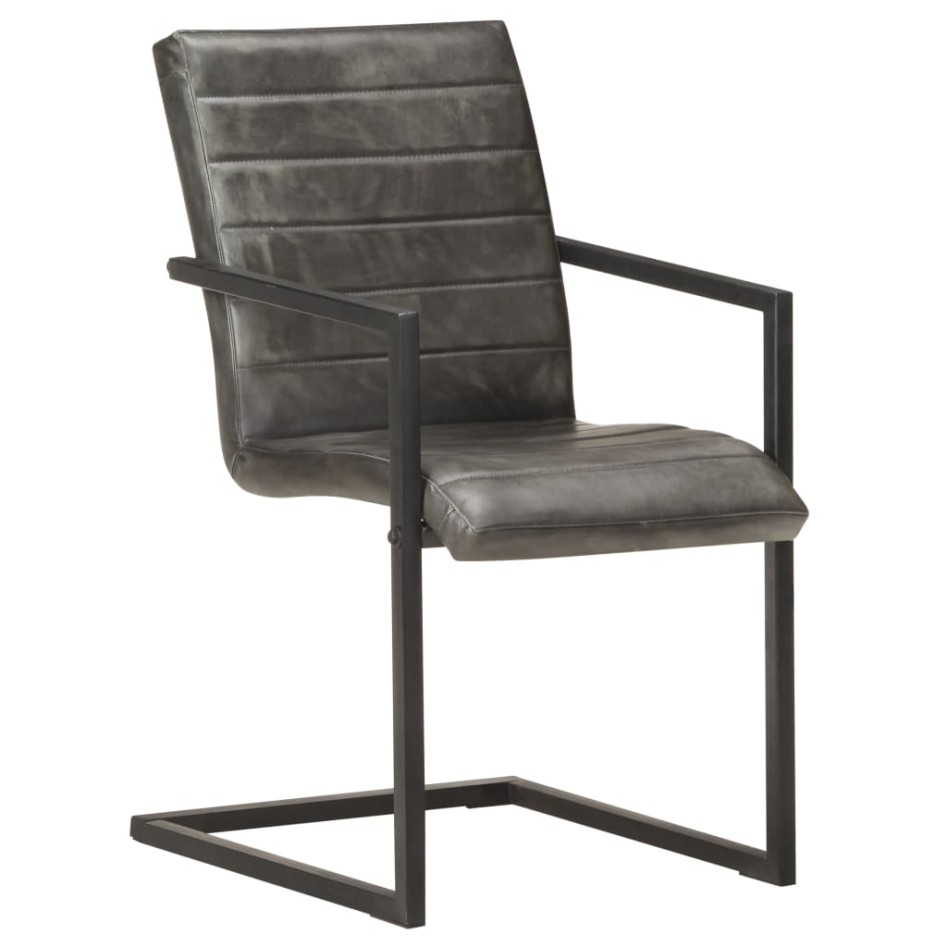 Sillas voladizas de comedor 2 unidades cuero auténtico