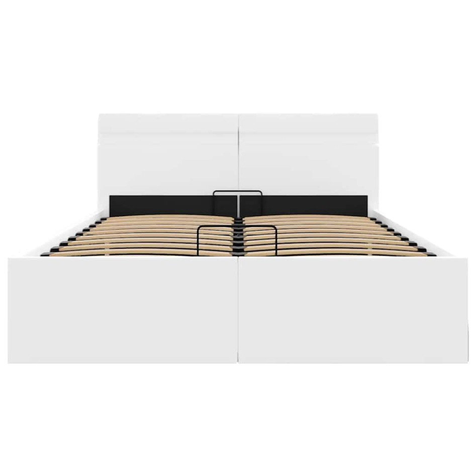 Cama canapé hidráulica con LED sin colchón blanco 140x200