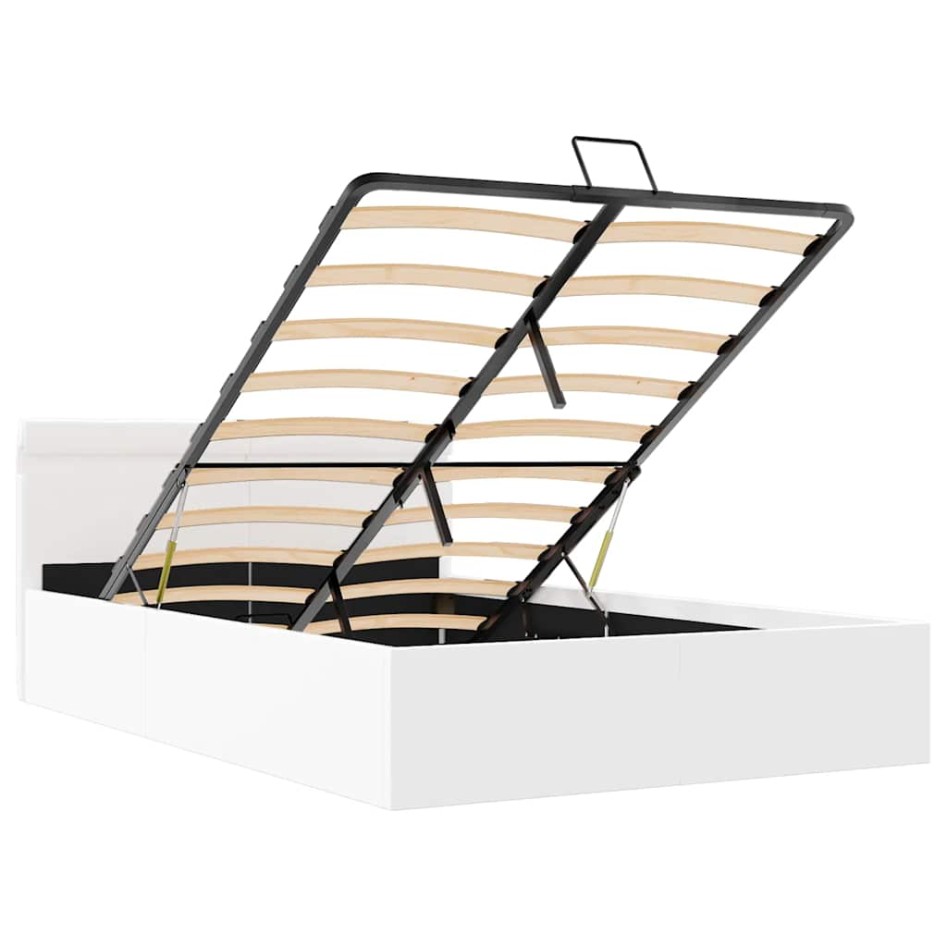 Cama canapé hidráulica con LED sin colchón blanco 140x200