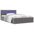Cama canapé hidráulica con LED cuero sintético gris 120x200