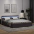 Cama canapé hidráulica con LED cuero sintético gris 160x200
