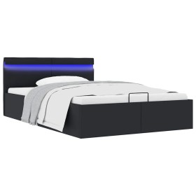 Cama hidráulica almacenaje LED sin colchón negro 120x200