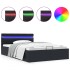 Cama hidráulica almacenaje LED sin colchón negro 120x200