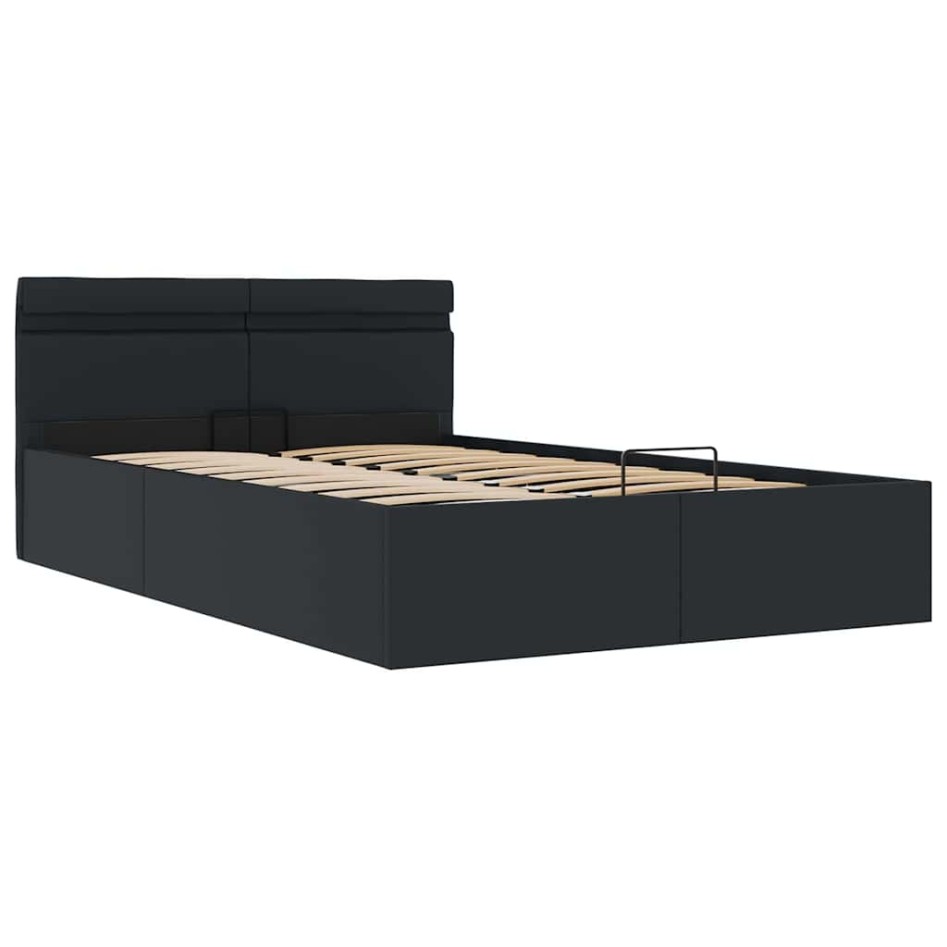 Cama hidráulica almacenaje LED sin colchón negro 120x200