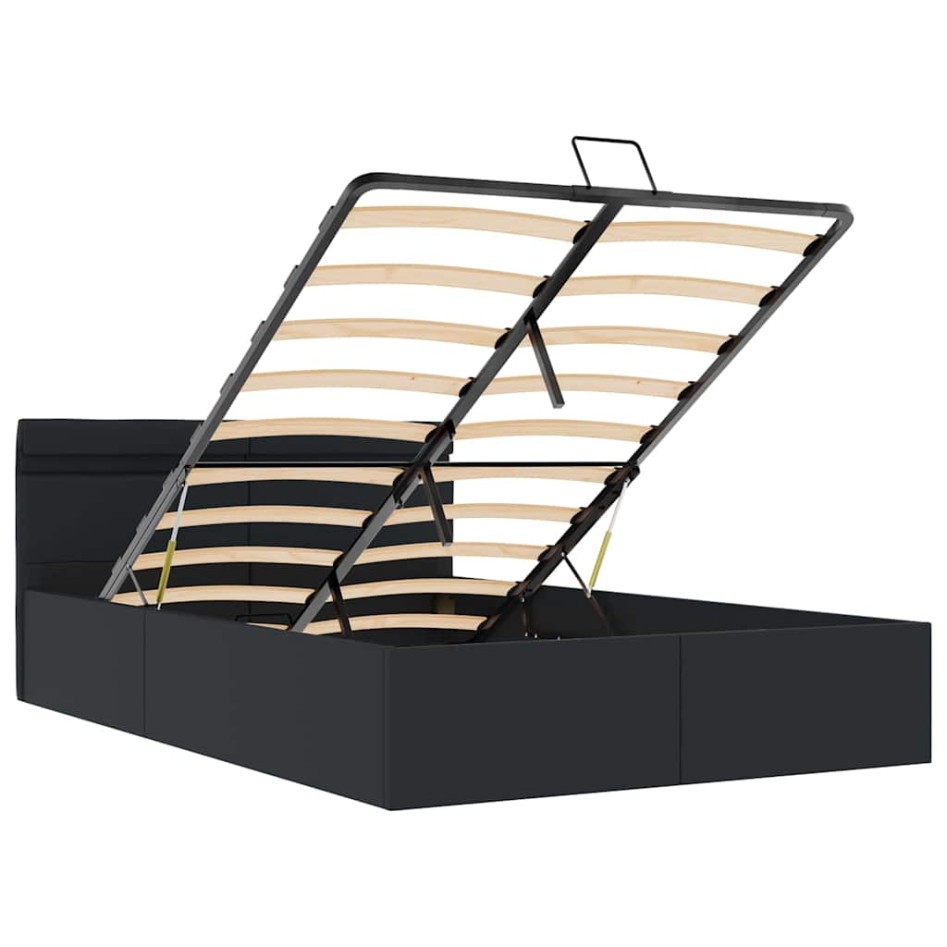 Cama hidráulica almacenaje LED sin colchón negro 120x200