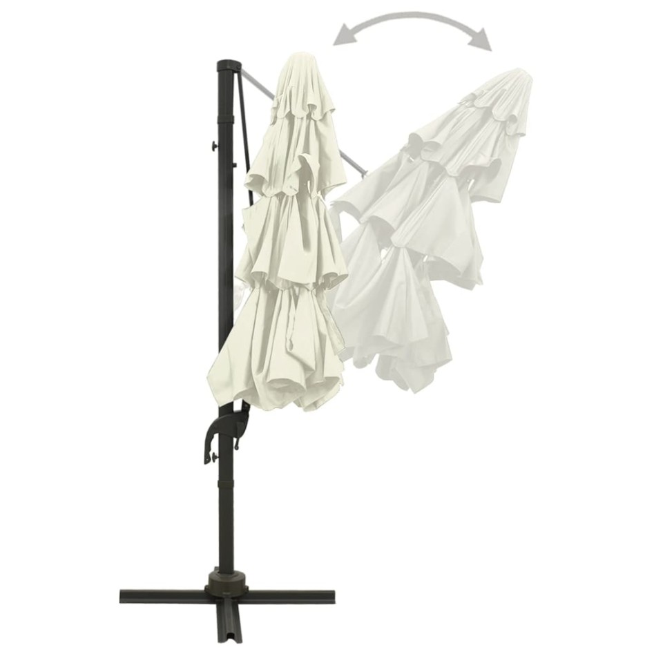 Sombrilla de 4 niveles con poste de aluminio arena 3x3