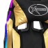 Silla gaming con luces LED RGB cuero sintético dorado y