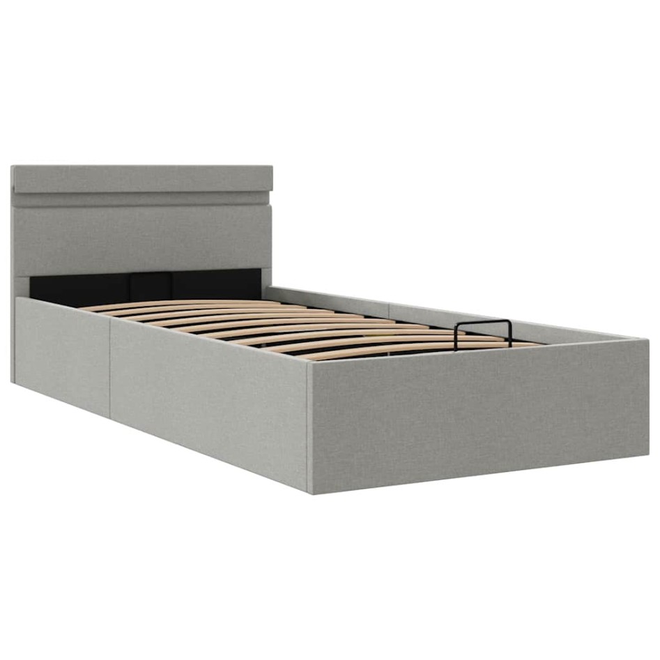 Cama hidráulica almacenaje sin colchón gris claro 90x200