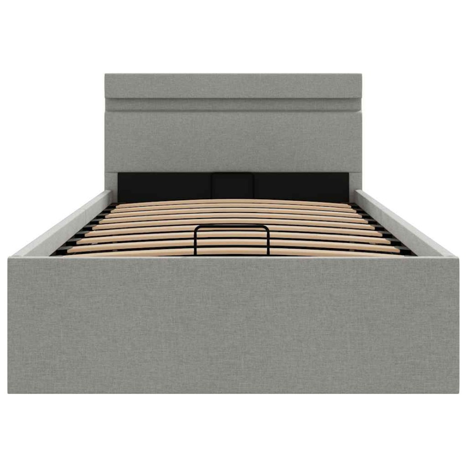 Cama hidráulica almacenaje sin colchón gris claro 90x200