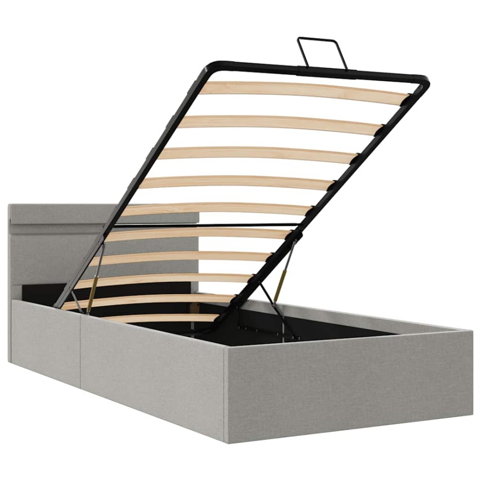 Cama hidráulica almacenaje sin colchón gris claro 90x200