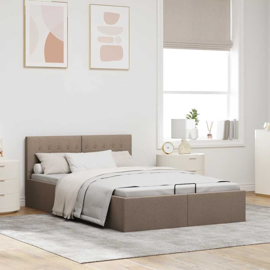 Cama canapé hidráulica almacenaje sin colchón taupe 120x200
