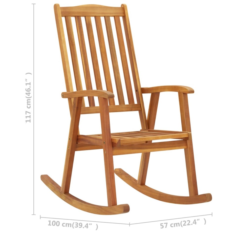 Silla mecedora con cojines madera maciza de