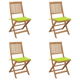 Sillas de jardín plegables 4 uds y cojines madera maciza