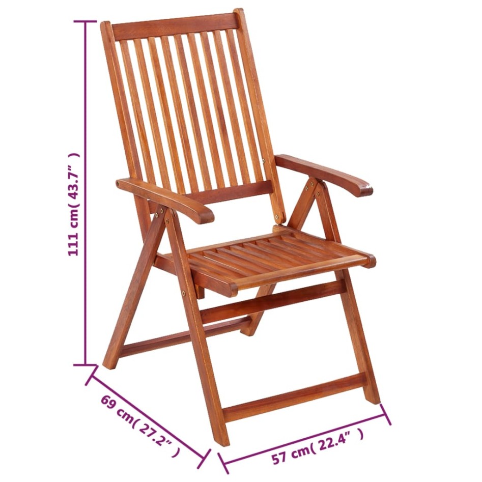 Sillas de jardín plegables 6 uds madera macizo de