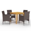 Juego de comedor de jardín de 5 piezas marrón