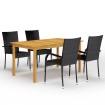 Juego de comedor para jardín 5 piezas negro