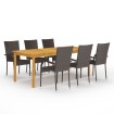 Juego de comedor para jardín 7 piezas marrón