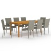 Juego de comedor de jardín 9 piezas gris
