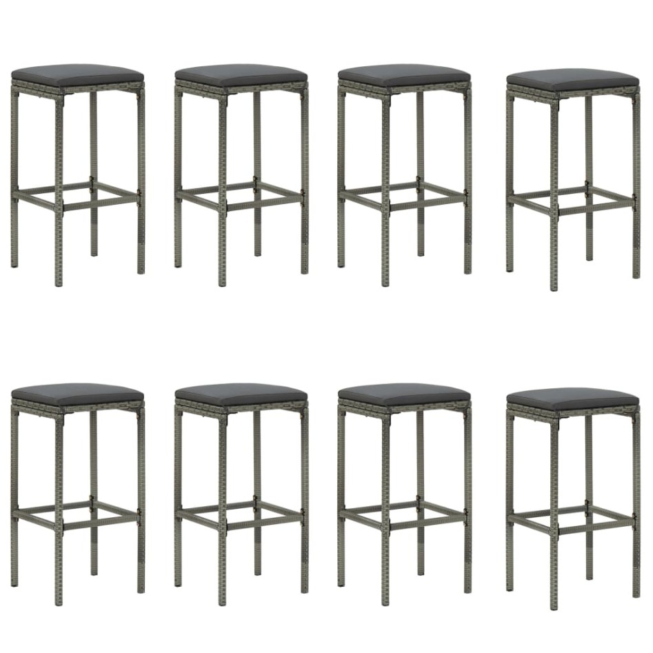 Set de bar para jardín 9 piezas y cojines ratán sintético