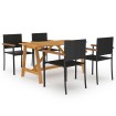 Juego de comedor para jardín 5 piezas negro