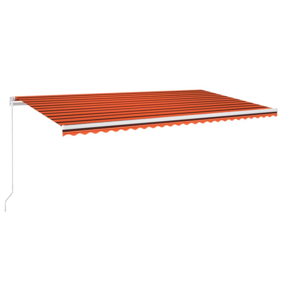 Toldo manual retráctil con luz LED naranja y marrón 600x300