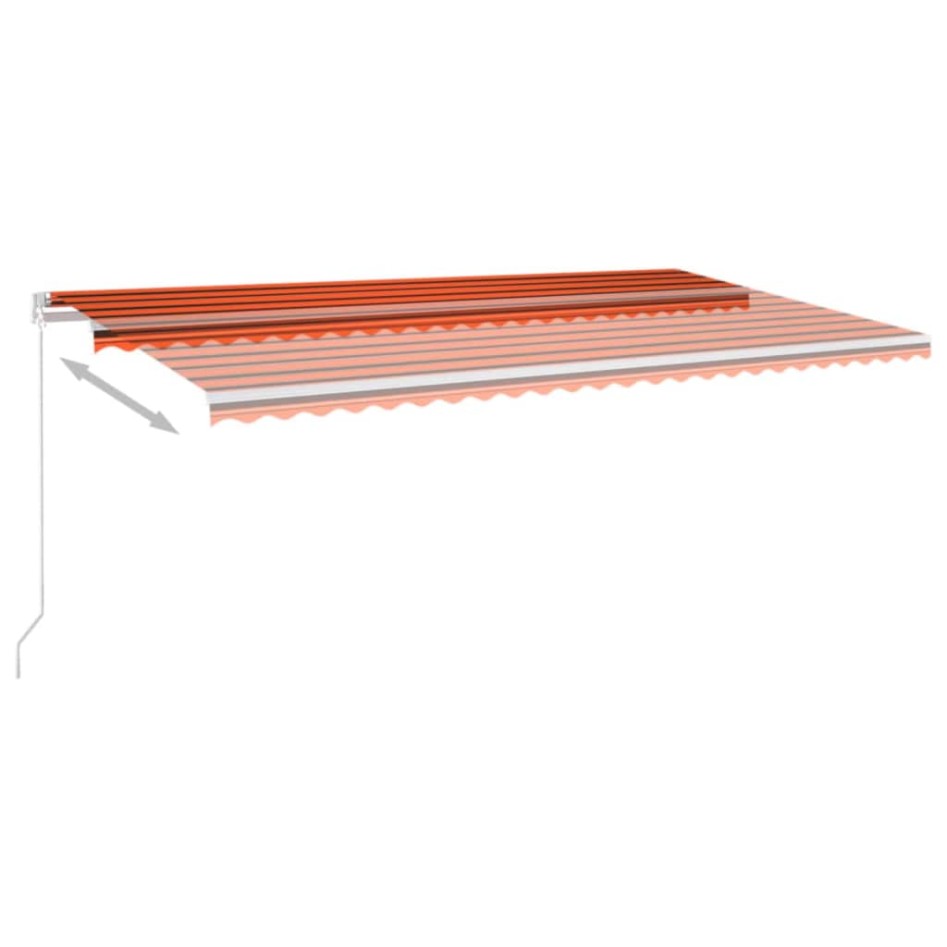 Toldo manual retráctil con luz LED naranja y marrón 600x300