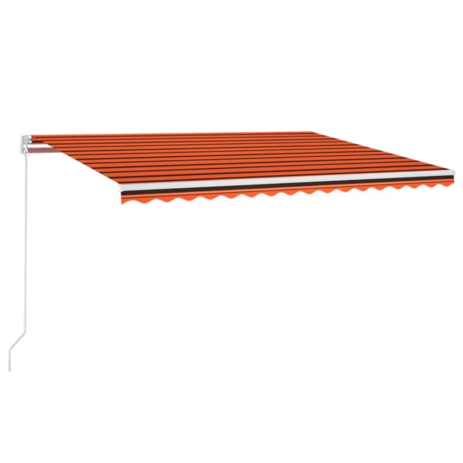 Toldo retráctil manual con LED naranja y marrón 450x300