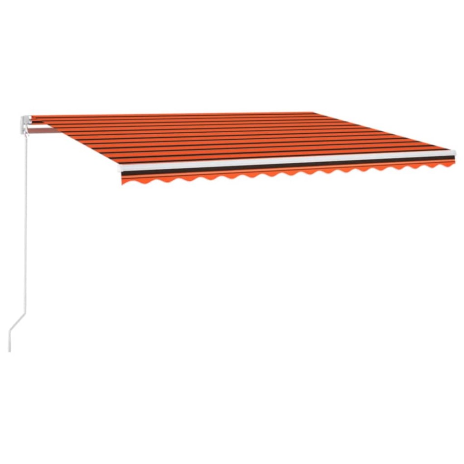 Toldo manual retráctil con LED naranja y marrón 450x350
