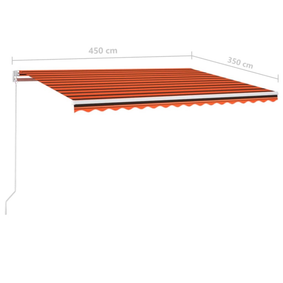 Toldo manual retráctil con LED naranja y marrón 450x350
