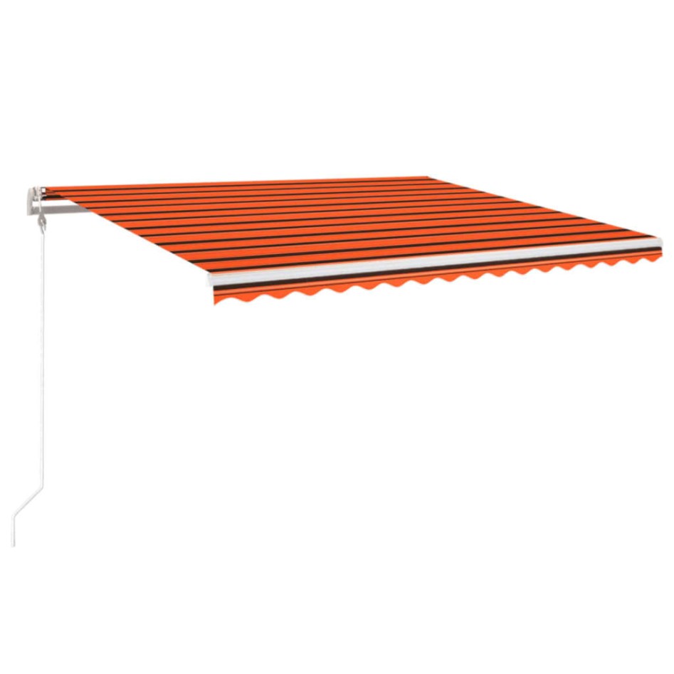 Toldo retráctil manual naranja y marrón 400x350